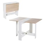 HOMCOM Mesa de Comedor Plegable Mesa de Madera con 2 Solapas 2 Estantes de Almacenaje y Ruedas para Cocina 80x140x74 cm Blanco(c-2)