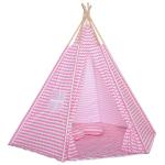HOMCOM Tienda de Campaña para Niños Tipi Infantil Estilo Indio con Ventana Cubierta de Suelo y 2 Almohadas Bolsa de Tranporte Interior y Exterior 200x200x170 cm Rosa(c-1)