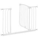 PawHut Barrera de Seguridad - Hierro Blanco 74-95 x 70cm(c-1)