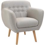 HOMCOM Sillón Nórdico Acolchado Silla Individual Tapizada en Terciopelo Vintage de Madera con Patas y Reposabrazos 71x49x94 cm Gris(c-1)