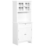 HOMCOM Mueble Aparador auxiliar de Cocina Alacena Buffet Armario de Comedor con Estantes Interiores Ajustables y Cajón 80x48x170 cm Blanco(c-6)
