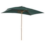 Outsunny Sombrilla Parasol 2x3m y Altura 2,5m Jardin Terraza Poliester 180g/m2 y Madera Verde Oscuro(c-2)