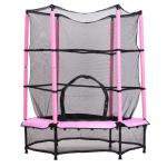 HOMCOM Cama Elástica para Niños Mayores de 3 Años Trampolín Infantil con Red de Seguridad y Arnés Interior y Exterior Carga 50 kg 150x133x168 cm Gris(c-1)