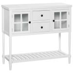 HOMCOM Aparador con 2 Puertas de Vidrio Templado Balda Ajustable y Dispositivo Antivuelco Armario Multiuso para Cocina Salón Baño 80x40x85,3 cm Blanco(c-2)