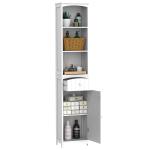 kleankin Armario Alto de Baño de 5 Niveles Estantería Columna de Baño con 3 Estantes 1 Puerta Balda Interior Ajustable Gran Almacenaje 40x38x160cm(c-4)