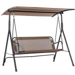 Outsunny Columpio de Jardín de 2 Plazas Silla Balancín con Parasol Techo Ajustable en Ángulo Terraza Balcón Exterior Carga 200 kg 172x110x155 cm Marrón(c-2)