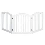 PawHut Barrera de Seguridad Modulable para Mascotas de 3 Paneles Pantalla Barrera de Protección con Sistema Flex de Madera Maciza 154,5x1,8x61 cm Blanco(c-1)