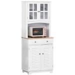 HOMCOM Mueble Aparador auxiliar de Cocina Alacena Buffet Armario de Comedor con Estantes Interiores Ajustables y Cajón 80x48x170 cm Blanco(c-1)