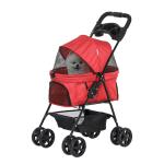 PawHut Cochecito para Mascotas Plegable Carrito para Perros Desmontable Acero Tela Oxford Ruedas Giratorias Frenos Ventana para Perros Gatos Pequeñitos 67x45x96 cm Azul(c-1)