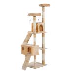 PawHut Árbol Rascador para Gatos de Múltiples Niveles con Cuevas Escaleras Juguetes Colgantes Camas Centro Actividades Sisal 50x50x170 cm Gris(c-2)