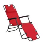 Outsunny Tumbona Reclinable y Plegable con Respaldo Ajustable Reposabrazos Almohada y Reposapiés para Jardín Balcón Carga 136 kg 135x60x89 cm Negro(c-1)