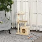 PawHut Árbol Rascador para Gatos Centro de Múltiples Actividades de Mascotas con Postes Sisal Plataformas Caja Bola Colgante Estilo Elegante 50x30x80 cm Gris(c-2)