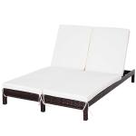 Outsunny Tumbona de jardín para 2 personas Conjunto de tumbonas para piscina 195x120x28 cm Negro y Blanco Crema(c-1)