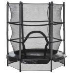 HOMCOM Cama Elástica para Niños Mayores de 3 Años Trampolín Infantil con Red de Seguridad y Arnés Interior y Exterior Carga 50 kg 150x133x168 cm Gris(c-3)