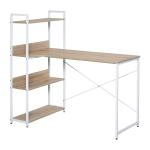 HOMCOM Mesa de Ordenador Multifuncional Escritorio Estilo Industrial Vintage con 4 Estantes para Despacho Casa Estudio 120x70x120 cm Blanco Roble(c-2)