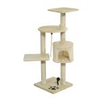 PawHut Árbol para Gatos Rascador Gato de 4 Pisos con Poste para Arañar Cueva Espaciosa Múltiples Plataformas Juguetes Divertidos 112x75x40 cm Beige(c-2)