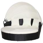 Tumbona tipo Silla Reclinable y Almohada para Exterior - Color Negro Crema - Ratán Aluminio - 195 x 68 x 31 cm(c-2)