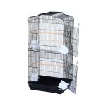 PawHut Jaula para Pájaros Pajarera con 2 Puertas 4 Comederos y 3 Perchas Columpio Asa de Transporte para Loro Canario Periquito Marco Metálico 47,5x36x91 cm Blanco(c-2)