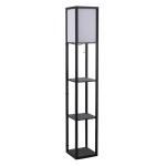 HOMCOM Estantería Librería Alta de 3 Niveles con Bombilla para Salón Dormitorio Adornos Estantería Moderna para Sala Estante de Exposición Blanco y Negro 26x26x160cm(c-2)