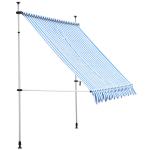 Outsunny Toldo Plegable de Ventana 197x250x200/300cm Montando en la Pared para Exterior Extensible Altura Regulable con Manivela Color Azul y Blanco(c-3)