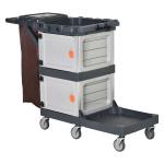 HOMCOM Carro de Limpieza con Bolsa 100L Profesional y Multifuncional con 3 Bandejas y 1 Plataforma 113x50.5x96.5cm(c-2)