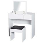 HOMCOM Tocador con Espejo Abatible Mesa de Maquillaje con Taburete Acolchado Cojín Suave Compartimentos y Cajones 100x45x118 cm Color Natural(c-2)