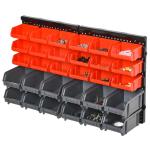 DURHAND Estante de Pared Organizador para Herramientas Estanterías de Almacenaje con 28 Cajas Apilables y Diferentes Ganchos 63,5x22,5x95,5cm(c-1)