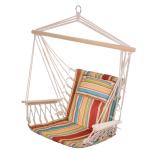 Outsunny Silla Colgante Estampado Floral Hamaca con Cojín Reposacabezas para Interior Exterior 100x106 cm Carga Máx. 105 kg(c-2)