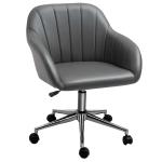Vinsetto Silla de Oficina Ergonómica Silla Escritorio Giratoria con Altura Ajustable Respaldo y Reposabrazos de Piel Sintética Carga 120 kg 60x59x79-89 cm Gris(c-3)
