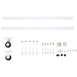 HOMCOM 6FT/183cm Herraje para Puerta Corredera Kit de Accesorios para Puerta Corrediza de Madera con Guía de Suelo Riel de Acero al Carbono Blanco(c-1)