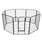 HOMCOM Parque para Mascotas Perros 8 Vallas 80x100cm Corral Plegable con Puerta y Doble Pestillo Paneles Metálicos Cerca de Entrenamiento Negro(c-1)