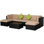 Outsunny Conjunto Muebles de Jardín de Ratán 7 Piezas Mesa Sofás Taburetes con Cojines Lavables 2xSofá de Esquina 2xSofá 2xTaburete 1xMesa de centro(c-1)