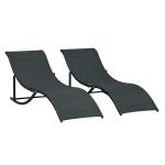 Outsunny 2 Tumbonas Plegables en Forma de S Ergonómica con Marco de Aluminio Textilene para Piscina Patio Jardín Terraza 165x61x63 cm Negro(c-2)