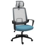 Vinsetto Silla de Oficina Ergonómica Silla Escritorio Giratoria Basculante con Altura Ajustable Reposabrazos Abatibles Soporte Lumbar y Respaldo Transpirable 61x61x94-104 cm Negro(c-1)