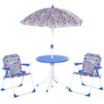 Outsunny Set Infantil de Mesa Ø50x46 cm 2 Sillas Plegables 39x38x52 cm y Sombrilla Ajustable Ø100x100-125 cm para Niños de +3 Años Jardín Exterior Rojo(c-1)