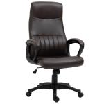 Vinsetto Silla de Oficina Ergonómica Silla de Escritorio Basculante y Giratoria 360° con Altura Ajustable Respaldo Alto y Reposabrazos Piel Sintética 61,5x66x113-123 cm Marrón(c-2)