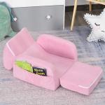 HOMCOM Sillón para Niños Sofá Transformable Diseño 2 en 1 Cama Infantil Plegable de 2 Posiciones con Reposabrazos Asiento Ancho Acolchado Cómodo 51x45x38 cm Rosa(c-1)