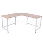 HOMCOM Escritorio Mesa de Ordenador PC para Oficina Hogar Tipo Mesa Esquinera Forma L Marco Acero 150x150x76cm Negro(c-1)