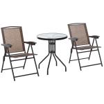 Outsunny Conjunto de 2 Sillas Plegables para Exterior Con Reposabrazos Sillas para Balcones Jardín Terraza 58x64x94 cm Negro Carga 100kg(c-2)