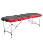 HOMCOM Camilla De Masaje Acolchada de Aluminio Plegable y Portátil para Tatuaje Fisioterapia Deporte 185x60cm Negro y Rojo(c-3)