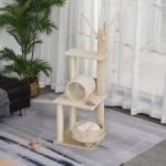 PawHut Árbol Múltiples Actividades para Gatos Centro de Juegos para Mascotas con Postes y Tablero Rascador Cuevas Cama con Borde Elevado Tacto Suave 59x39x83 cm Gris Oscuro(c-2)