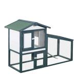 PawHut Conejera de Madera Exterior Jaula para Conejos de 2 Niveles con Bandeja Extraíble y Múltiples Entradas Techo de Asfalto Cobayas Gallinas 140x65x100 cm Verde(c-3)