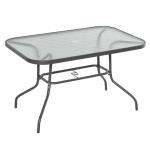 Outsunny Mesa de Centro Exterior Jardín Patio Terraza Rectangular de Metal Bordes Redondeados con Orificio Central para Sombrillas 140x80x70cm(c-1)