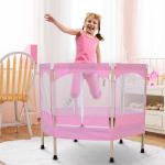 HOMCOM Trampolín Infantil Cama Elástica para Niños de 3-12 Años Jardín Traspatio con Red de Seguridad Carga 50kg 126x109x98cm Gris(c-2)