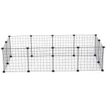 PawHut Parque para Mascotas DIY Jaula para Animales Pequeños de 22 Paneles de Malla Metálica con Puerta Conejos Gatitos Cobaya 105x70x45 cm Negro(c-2)