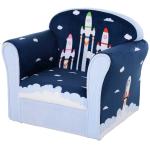 HOMCOM Sillón Infantil con Estampado de Cohetes Reposabrazos y Acolchado para Mayores de 3 Años Hasta 45kg 50x39x44 cm(c-2)