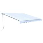 Outsunny Toldo Manual Plegable de Aluminio de 2.95x2.5m para Exterior con Ángulo Ajustable y Manivela para Patio Balcón Jardín Terraza Color Verde y Blanco(c-3)