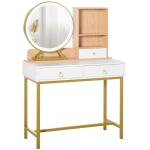 HOMCOM Tocador con Espejo con 2 Cajones 69x49x136 cm Blanco y Rosa(c-2)