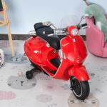 HomCom® Moto Eléctrica Vespa Faros Música 2 Ruedas Auxiliares para Niños Mayores de 3 Años Motocicleta Infantil Autorizada 108x49x75 cm Rojo(c-2)