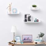 Homcom Estante de Madera Estante Flotante Pared de 3 Piezas para Libros y Decoración Estantería Colgante - Color Blanco(c-1)